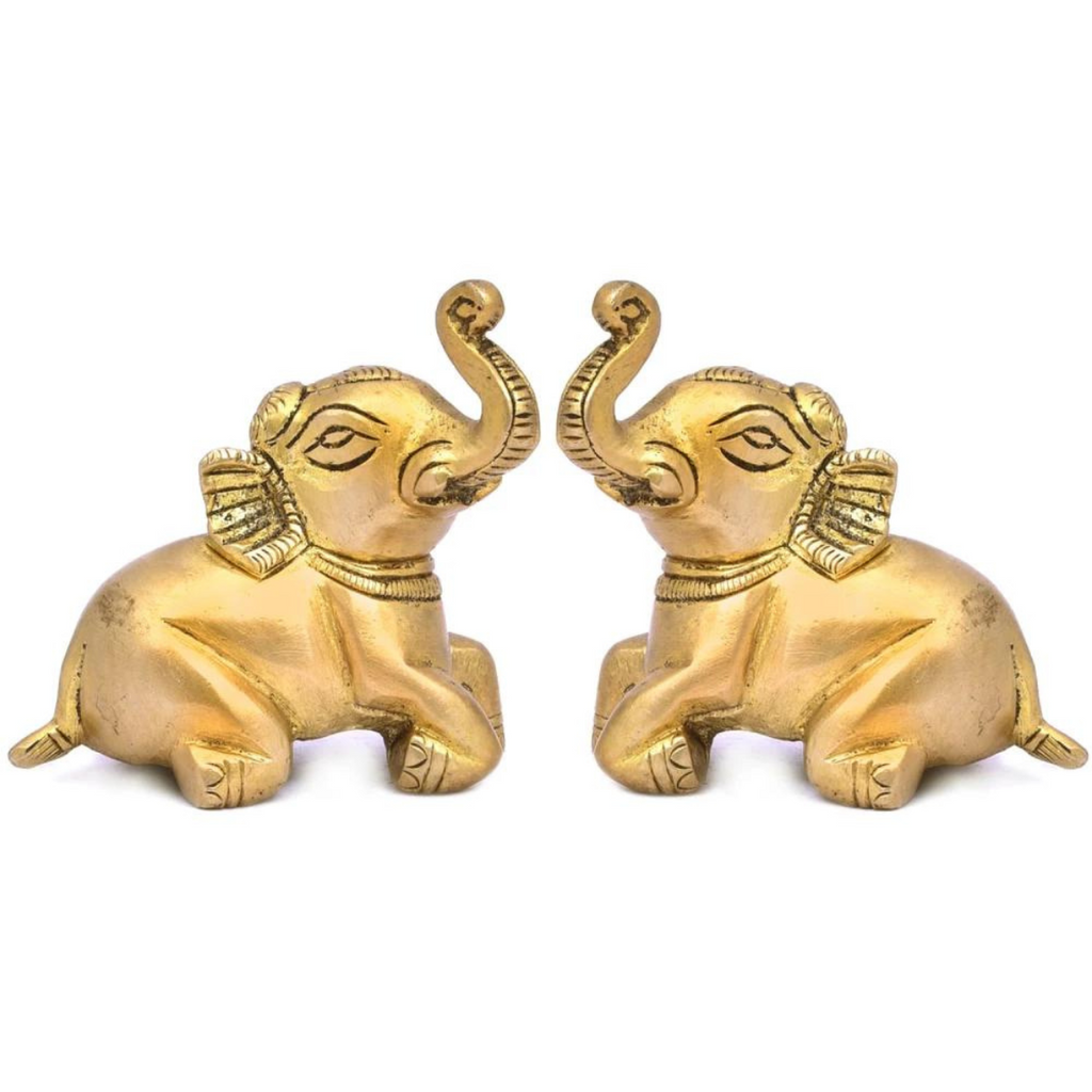 Tabledecor,Elephant Figurine,Regal Elephant Figurine,Brass Elephant Pair