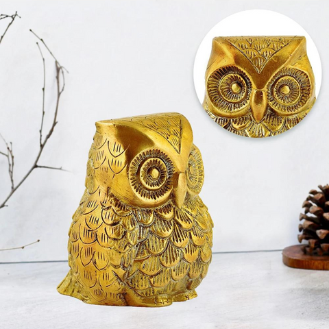 Tabledecor,ProudPeacockFigurine,elephantfigurine,wiseowlfigurine,Brass Owl Statue Pair