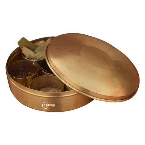 Spise box,Masala dabba,Kitchen utensils,Handcrafted Plain Brass Spice/Masala Box, masala box