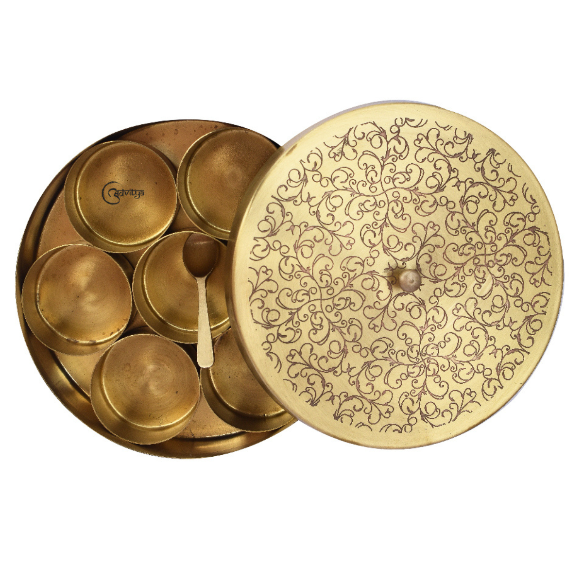 Spise box,Masala dabba,Kitchen utensils,Handcrafted Plain Brass Spice/Masala Box, masala box,Brass Masala/Spice Box -