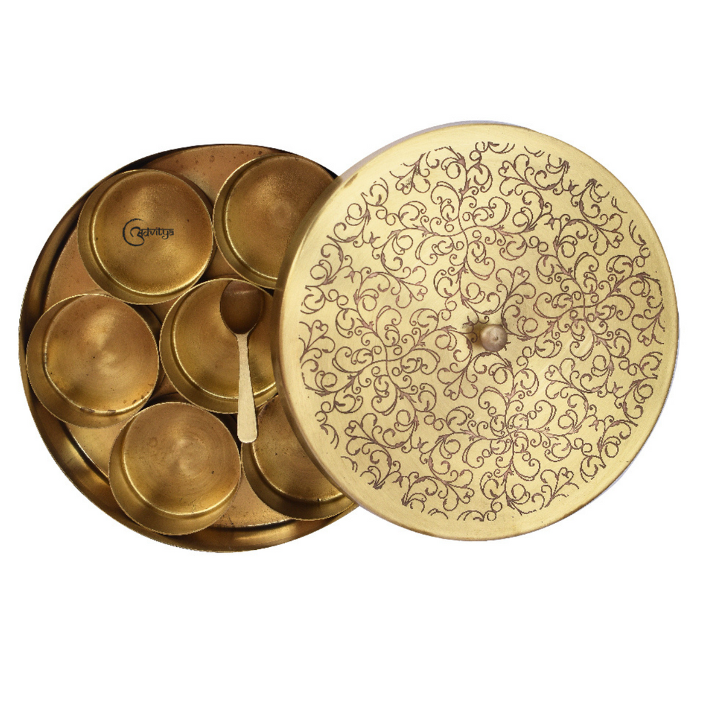 The Advitya, Brass Masala/Spice Box - Small Size