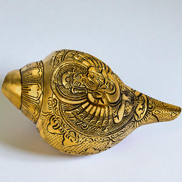 Brass Ganesh Carved Shell Shankh