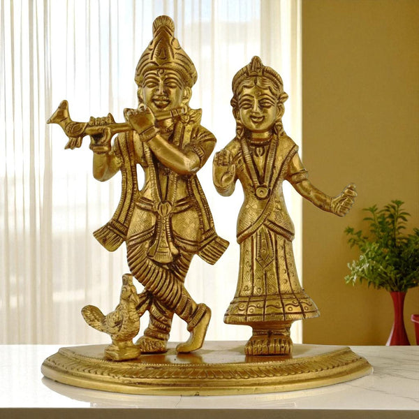 Brass Radha Krishna Statue on Same Base