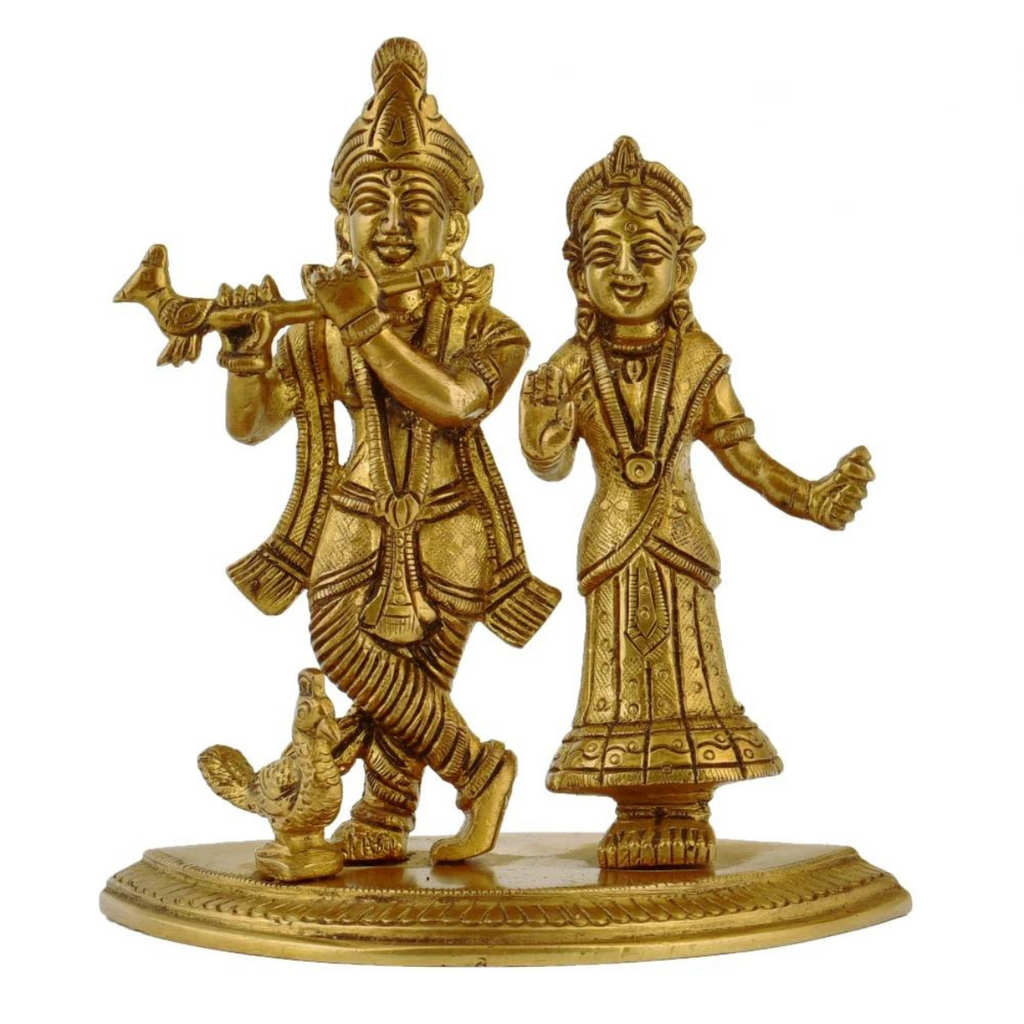 Radheshyaam,Madhavrada,Radha-Krishna,,Yamunakrrishna,Brass Radha Krishna Statue on Same Base
