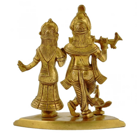 Radheshyaam,Madhavrada,Radha-Krishna,,Yamunakrrishna,Brass Radha Krishna Statue on Same Base