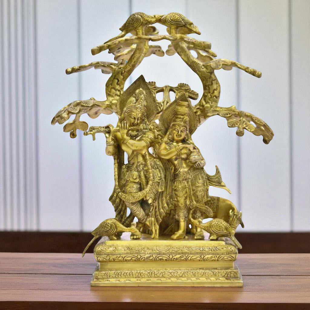 Radha Krishna Statue Standing Under Tree