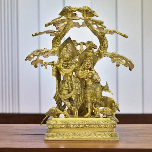 Radha Krishna Statue Standing Under Tree
