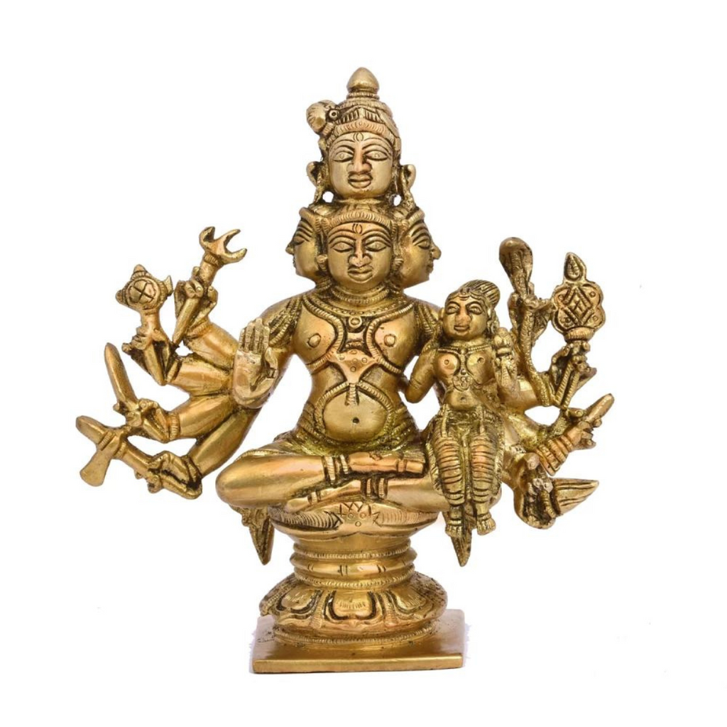 Shambhu,Rudra,Pashupati,Omkareshwar,Nilkant5 Face Shiva Parvati Sitting