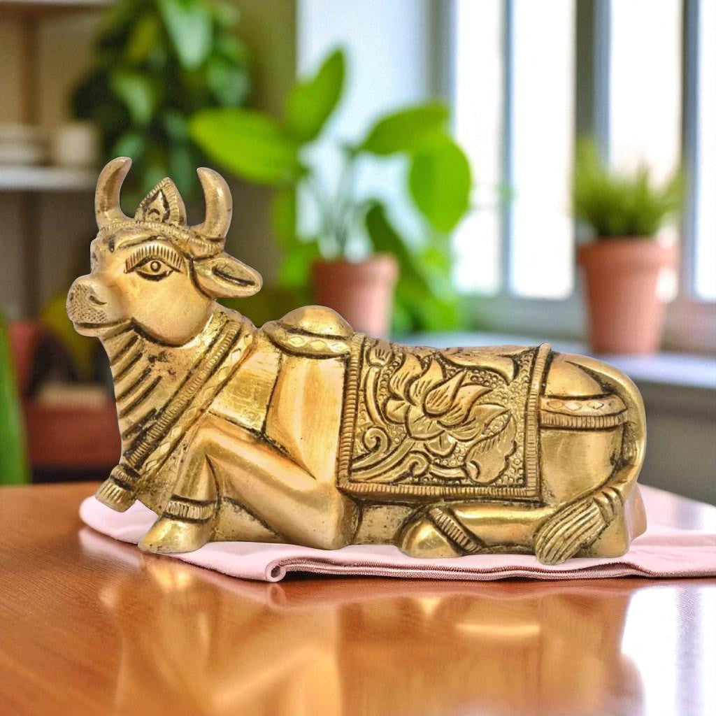 Brass Nandi Statue – Sacred Bull Idol for Temple