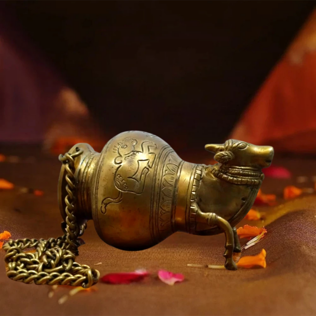 Basava, Vrishabha, Nandikeshvara, Taurus, Shabalaa,Handicraft Brass Nandi Abhishek Patra