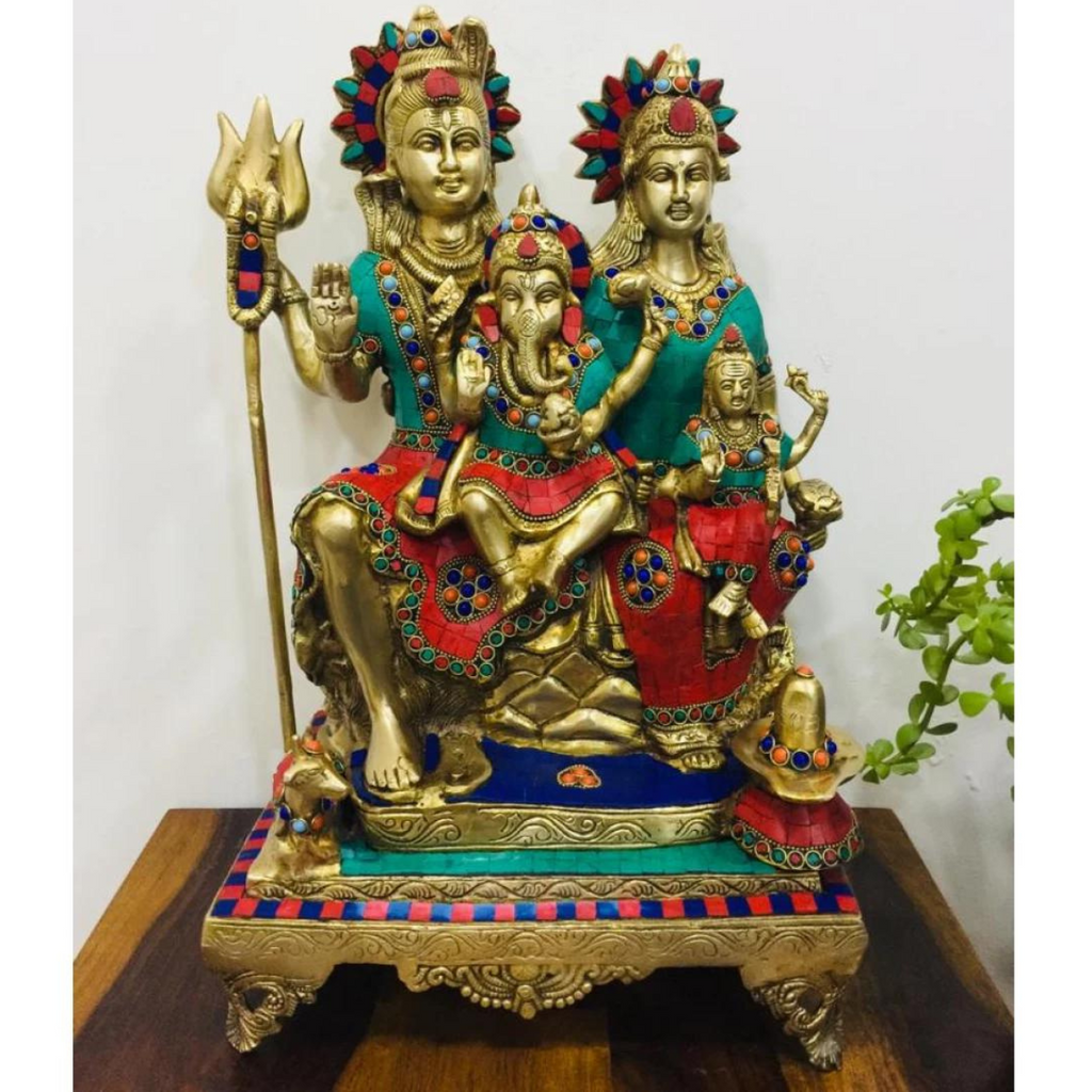 Mahadeva,Maheshvara,Neelakantha,Mrityunjaya, Kailashapati,shiv,Bholenath, Handcrafted Shiva Parivar (Big)