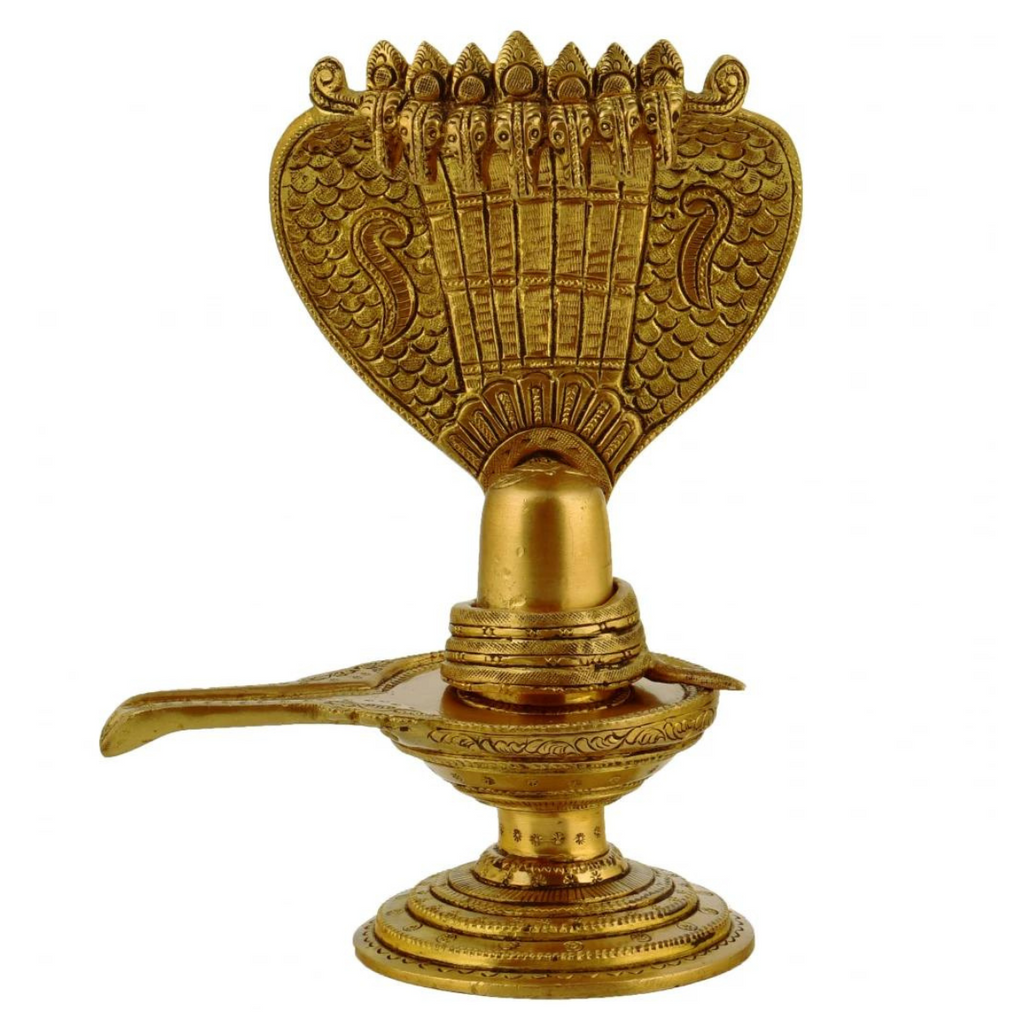 Shambhu,Rudra,Pashupati,Omkareshwar,Nilkant,Brass Shivling with Seven Headed Snake