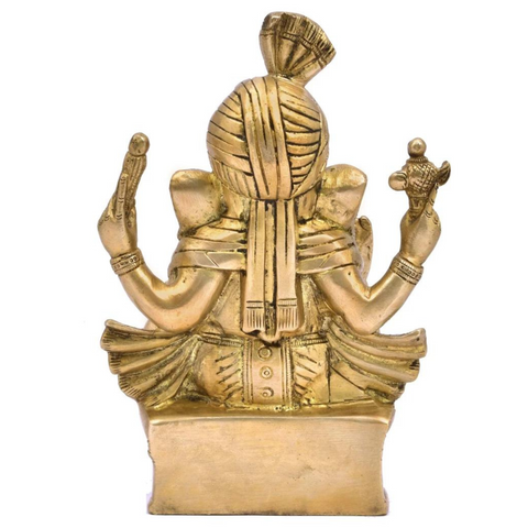 VIghnaharta,Vinayaka,Vinayak,Vigneshwara,Vighneshvara,Vakratunda,Taruna,Ganapati,Gajanand,Brass Vighnaharta Lord Ganesha With Pagdi