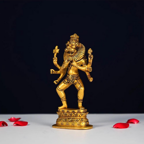 Visnhu,Nraayan,Hari,Pradyumna,Kamala-Natha,Standing Brass Narashimha Handmade Statue