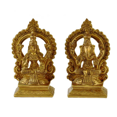 Vighneswari,Vakratund Laksmi,Ganesh Laxmi , Lambodari Lakshmi,Brass Lakshmi Ganesha Pair in Ring