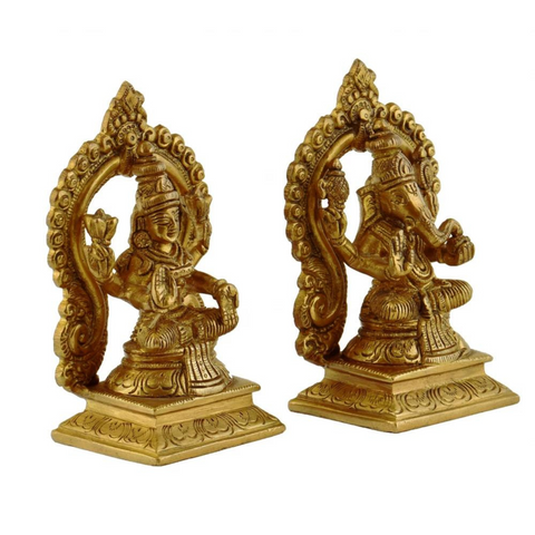 Vighneswari,Vakratund Laksmi,Ganesh Laxmi , Lambodari Lakshmi,Brass Lakshmi Ganesha Pair in Ring