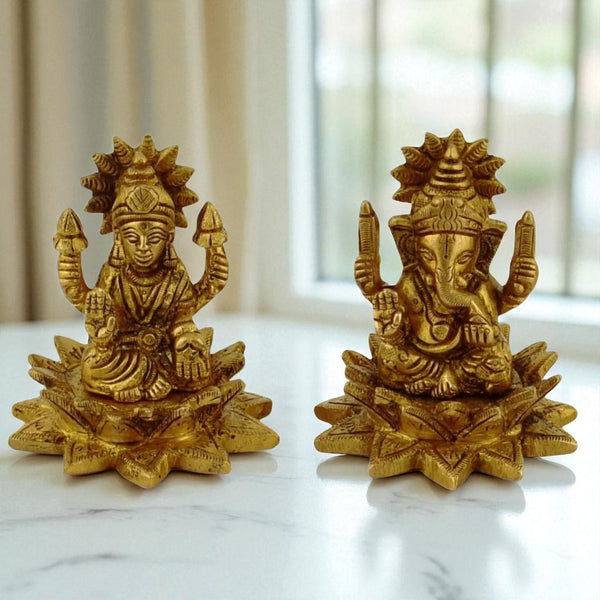 Brass Lakshmi Ganesha Statue