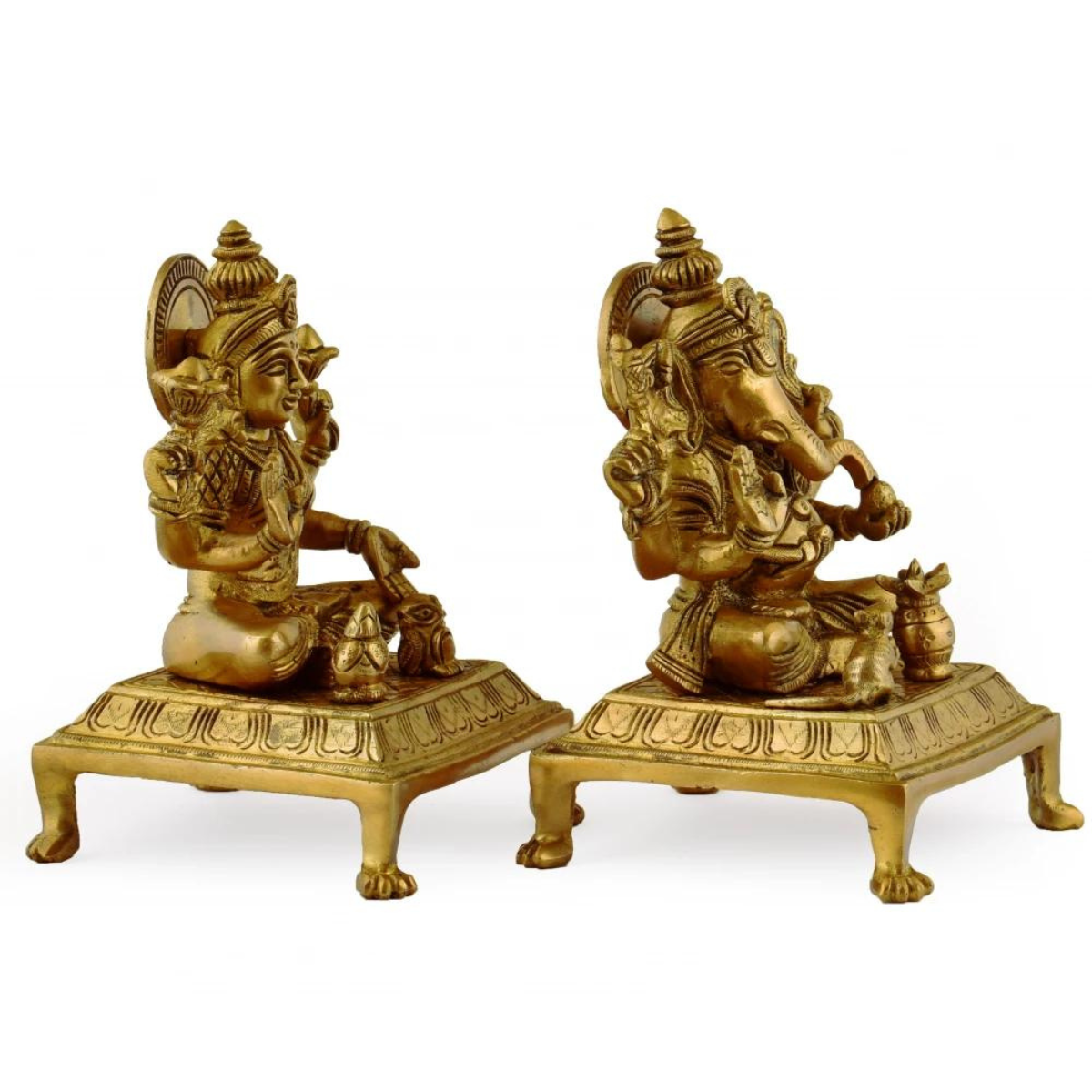 Vighneswari,Vakratund Laksmi,Ganesh Laxmi , Lambodari Lakshmi,Brass Laxmi Ganesha Pair on Chowki