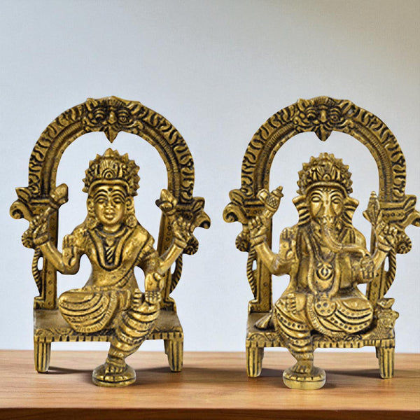 Ganesh Laxmi Idol With Ring On Base