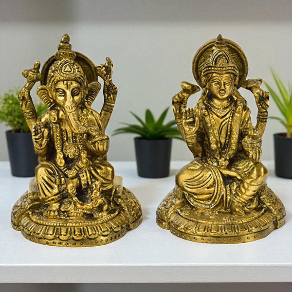 Ganesha Laxmi Idol On Base Set