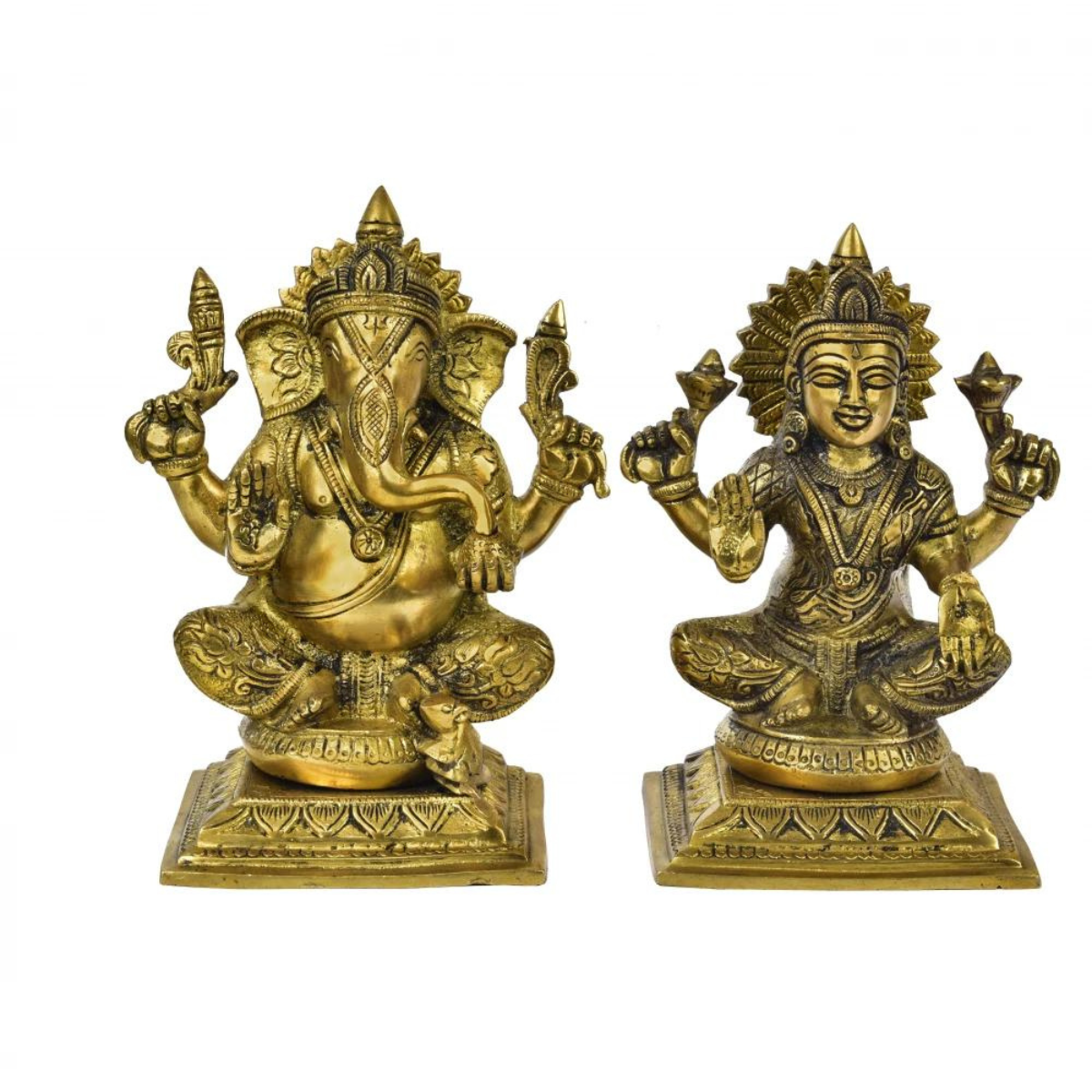  Vighneswari,Vakratund Laksmi,Ganesh Laxmi , Lambodari Lakshmi,Ganesha Laxmi Pair On Square Base