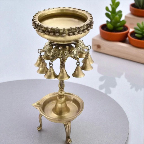 Round Bells Design Urli with Diya Stand