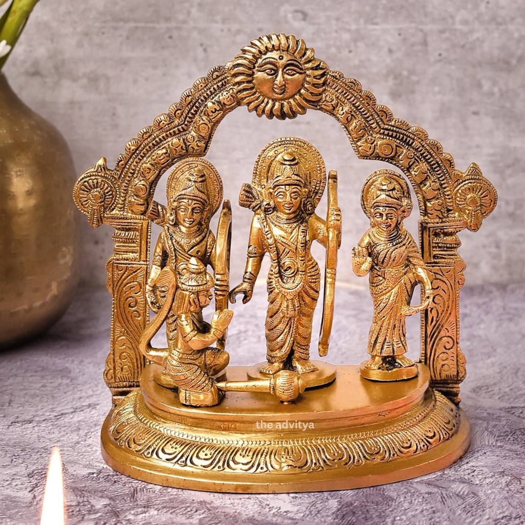 Sita Ram,rancahndra,Rama Lakshman Sita,Ram Bharatt Hanumaan,Shri Ram Darbar Statue with Surya Prabhavali