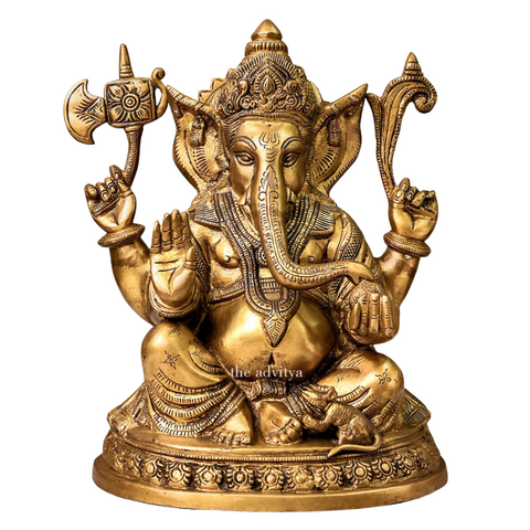 Vinayak,Vigneshwara,Vakratunda,Ganapati,Gajanand,Ganesha, Brass Vinayak Statue