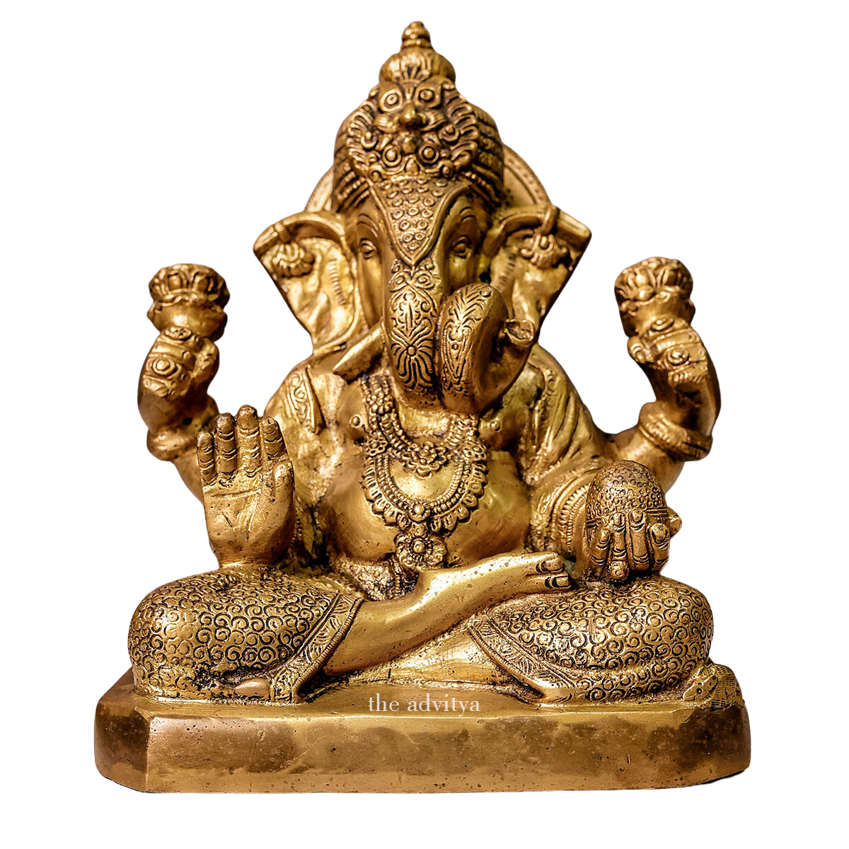 Vinayak,Vigneshwara,Vakratunda,Ganapati,Gajanand,Ganesha, Brass Superfine Ganpati with Four Hands
