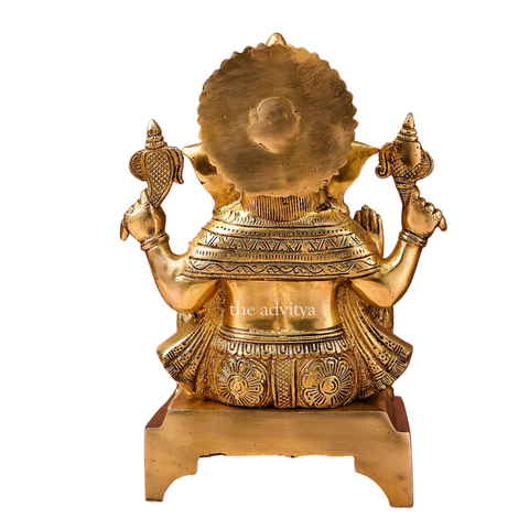 Ganesha,Ganepati,Ganasha,Ganapati,Gajanand,Gajananaa,Gajanana,Ekadanta,Brass Lord Ganesha Statue Sitting ON Chowki