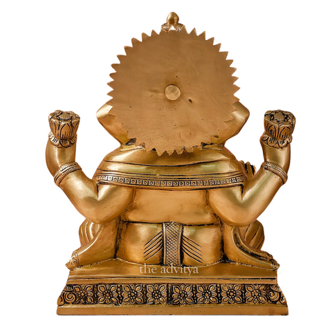 Ganesha,Ganepati,Ganasha,Ganapati,Gajanand,Gajananaa,Gajanana,Ekadanta,Brass Lord Ganesha Sitting On Chowki