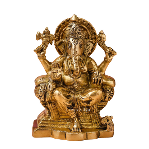 Ganesha,Ganepati,Ganasha,Ganapati,Gajanand,Gajananaa,Gajanana,Ekadanta,Raja Ganesha Brass Statue