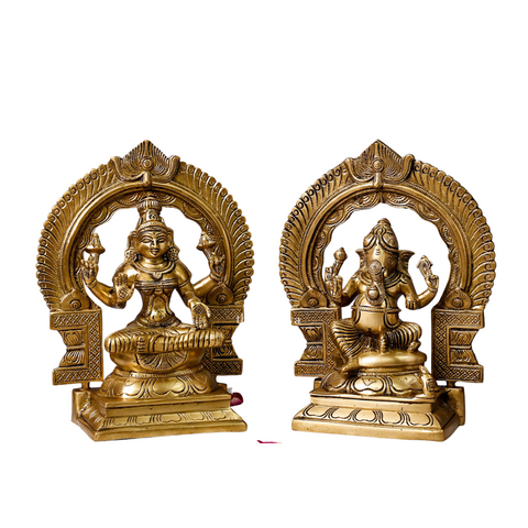 Vighneswari,Vakratund Laksmi,Ganesh Laxmi, Lambodari Lakshmi,Ekadanta Laksmi,Brass Laxmi Ganesh with Curved Ring