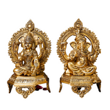 Vighneswari,Vakratund Laksmi,Ganesh Laxmi, Lambodari Lakshmi,Ekadanta Laksmi,Brass Ganesh Lakshmi on Chowki Large