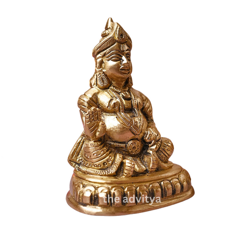 Kuebra,Kubera-Raja,Dhanapati,Bhogapati,Yaksharaja,Brass Kubera Staue Sitting On Base