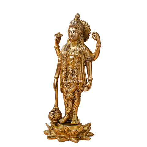 Visnhu,Nraayan,Hari,Pradyumna,Kamala-Natha,Vishnu Narayann Idol Holding Gada on Lotus