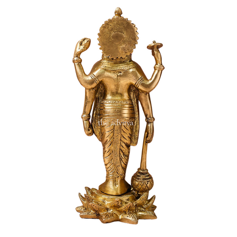 Visnhu,Nraayan,Hari,Pradyumna,Kamala-Natha,Vishnu Narayann Idol Holding Gada on Lotus