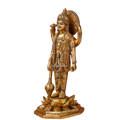 Visnhu,Nraayan,Hari,Pradyumna,Kamala-Natha,Vishnu Holding Gada While Standing Brass Statue