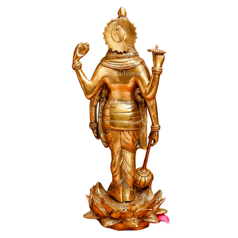 Visnhu,Nraayan,Hari,Pradyumna,Kamala-Natha,Brass Lord Vishnu Standing Statue On Lotus