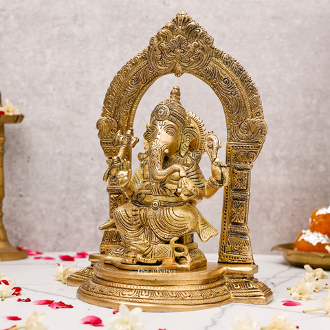 Vinayak,Vigneshwara,Vakratunda,Ganapati,Gajanand,Ganesha ,Chaturbhuja Lord Ganesha Seated on Throne