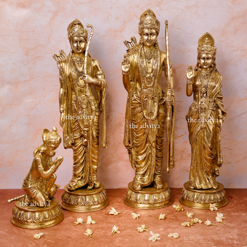 Sita Ram,rancahndra,Rama Lakshman Sita, Ram sita with Hanumaan,Sri Ram Parivar Brass Statue