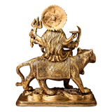 Nava Durgaa,Mahadevi,Katyayani,Mahadevi,Durga ma,Ambika,Chandi,Brass Durga Riding Lion on Base