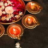 Medium Metal Urli with Diya | Decorative Bowl for Home and Festive Decor