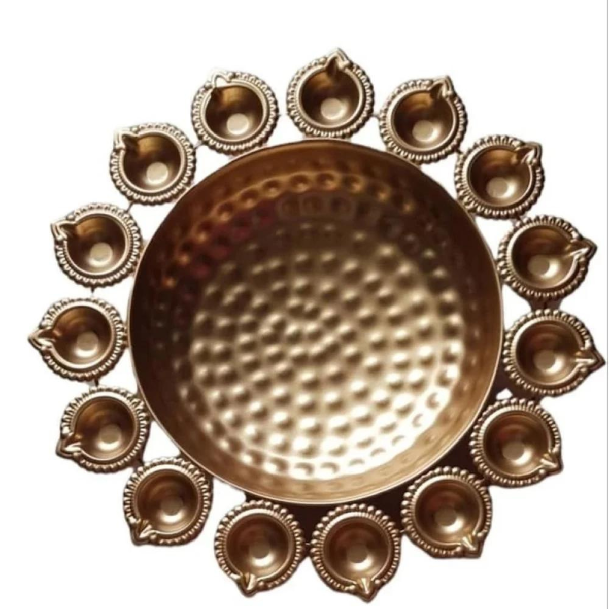 Medium Metal Urli with Diya | Decorative Bowl for Home and Festive Decor