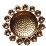 Medium Metal Urli with Diya | Decorative Bowl for Home and Festive Decor