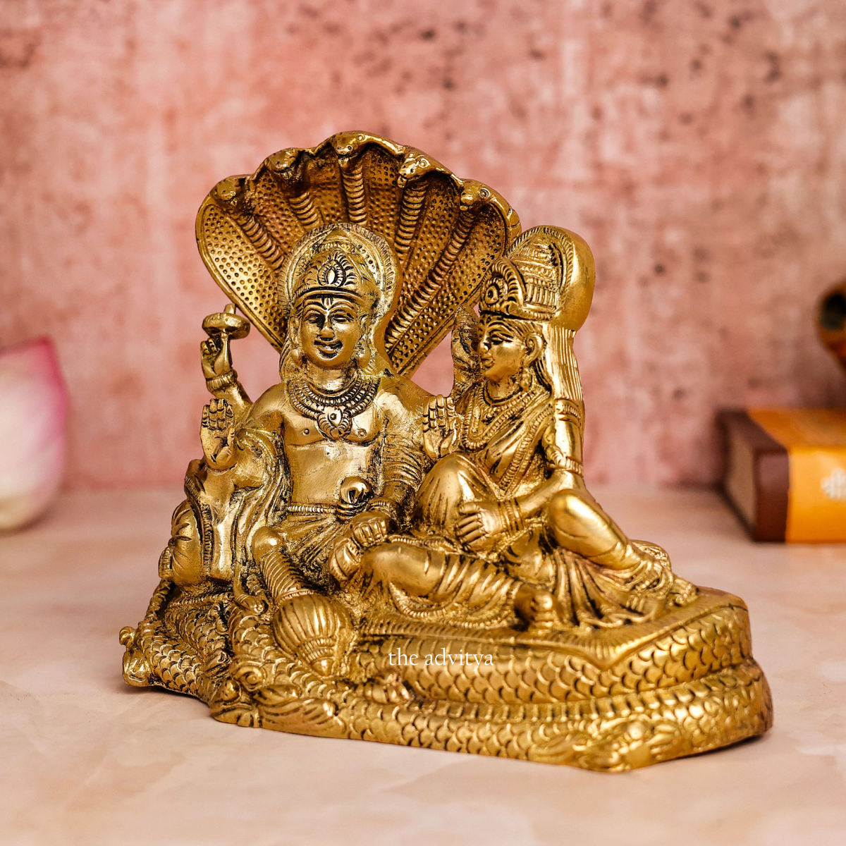 Shri Vishnu Ji & Laxmi Ji Sitting On Sheshnaag In Brass
