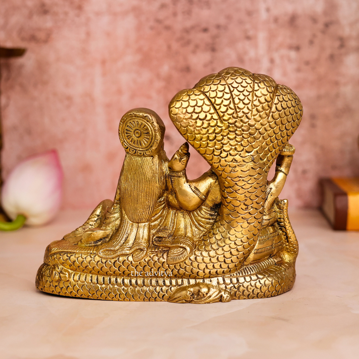 Shri Vishnu Ji & Laxmi Ji Sitting On Sheshnaag In Brass