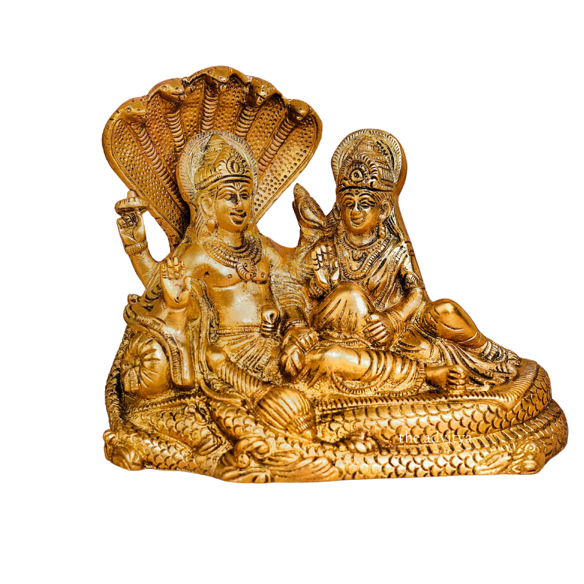 Shri Vishnu Ji & Laxmi Ji Sitting On Sheshnaag In Brass