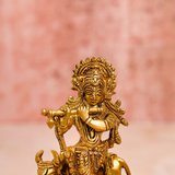 Lord Krishna Idol Standing With Cow & Peacock