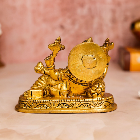 Relaxing Blessing Ganesha Brass Statue